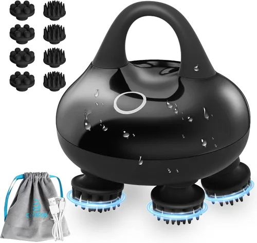Vista 9 de Comfier - Masajeador eléctrico para cuero cabelludo, impermeable, con múltiples modos de vibración, masajeador de cabeza portátil y manual