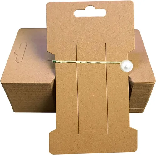 Vista 7 de Tarjetas de exhibición de pinzas para el cabello, 200 piezas de papel kraft para pasadores de pelo, tarjetas para clips para el cabello, exhibición