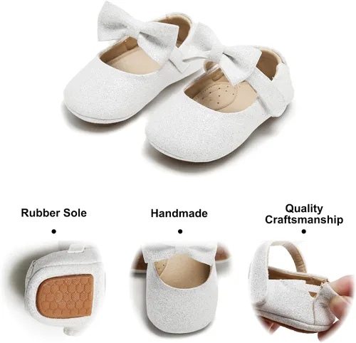 Vista 5 de Felix & Flora Zapatos de bebé de suela suave, zapatos de caminar para bebé, mocasines de goma para ballet