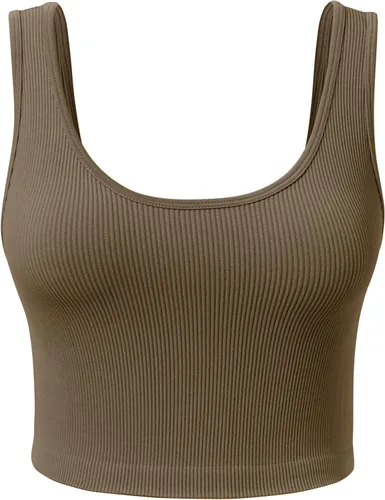 Vista 7 de Camiseta corta básica casual para mujer, sin mangas, para entrenamiento y yoga