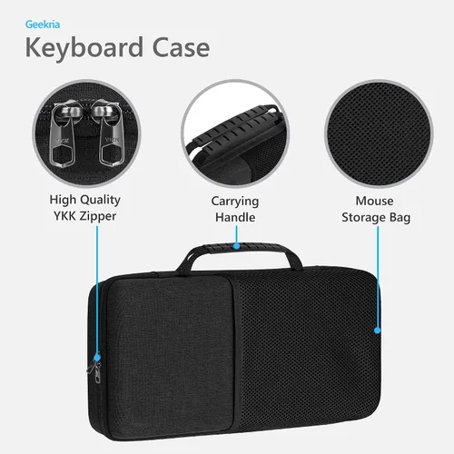 Vista 2 de GEEKRIA TKL - Funda rígida para teclado, compatible con 8BitDo Retro 87, RK Royal KLUDGE M87, Keychron V3 Max TKL, bolsa de transporte de viaje