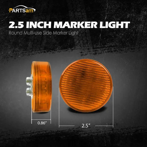 Vista 5 de Partsam 10 marcadores laterales redondos de 2.5 pulgadas para remolque, 13 LED, luces de espacio de 2.5 pulgadas para camión de remolque, sellado