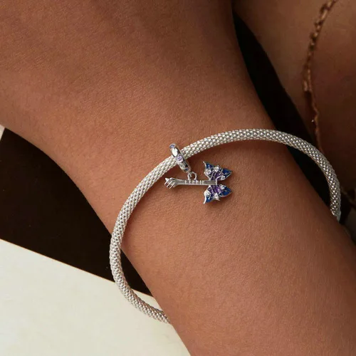 Vista 3 de Abalorio de guitarra de plata de ley 925 con cuentas de música arco iris rompecabezas amor colgante para pulsera Pandora Charm Bajo A