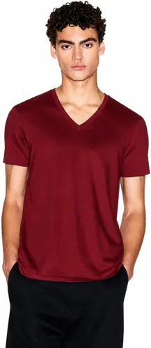 Vista 18 de Armani Exchange Camiseta de manga corta con cuello en V de algodón Pima para hombre Beacon Blue