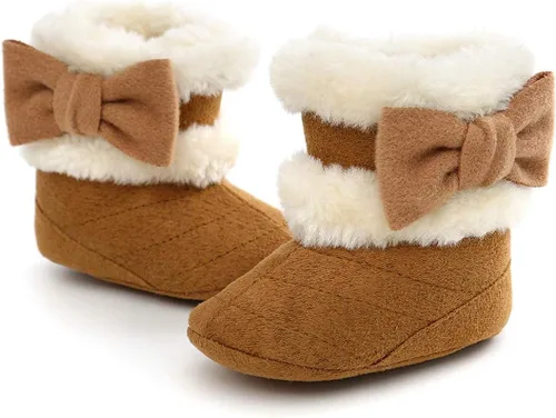 Vista 4 de COSANKIM Botas de nieve para recién nacidos, para bebés, niñas y niños, suela suave, antideslizante, cálidas, para invierno, para niños pequeños
