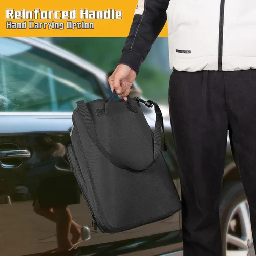 Vista 5 de LUXJA Organizador de asiento delantero de automóvil con bolsillo para archivos de acordeón, organizador de asiento de pasajero con funda para laptop
