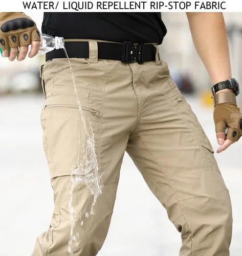 Vista 6 de NAVEKULL Pantalones tácticos de senderismo para hombre, pantalones cargo de combate militares antidesgarros, ligeros, pantalones de trabajo