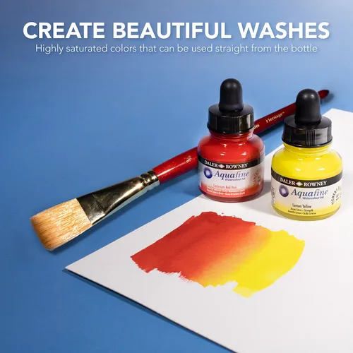 Vista 6 de Daler-Rowney Aquafine - Tinta de acuarela azul Phthalo de 1.0 fl oz, tinta líquida versátil para acuarelas para artistas y estudiantes, uso