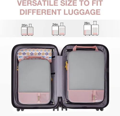 Vista 3 de BAGSMART - Juego de 6 cubos de compresión para maletas, juego de 6, 4 y 2, cubos organizadores de viaje, juego de bolsas expandibles, organizadores