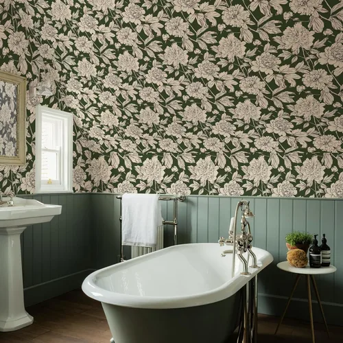 Vista 6 de Simon&Siff Papel Tapiz Lineal Floral, Papel Tapiz Blanco y Negro Despegar y Pegar Flores Boceto Papel de Pared Floral Removible para Dormitorio Baño