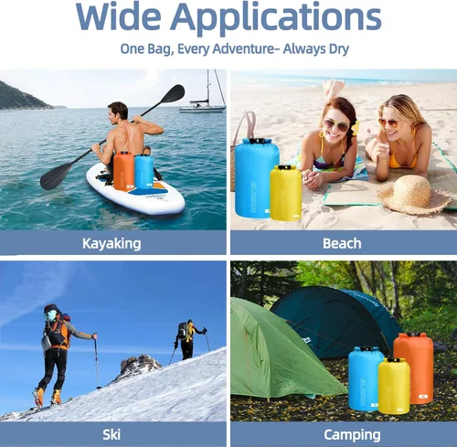 Vista 6 de 6 bolsas secas impermeables, bolsas secas ligeras para kayak, impermeables, bolsa impermeable al aire libre para kayak, senderismo, canotaje
