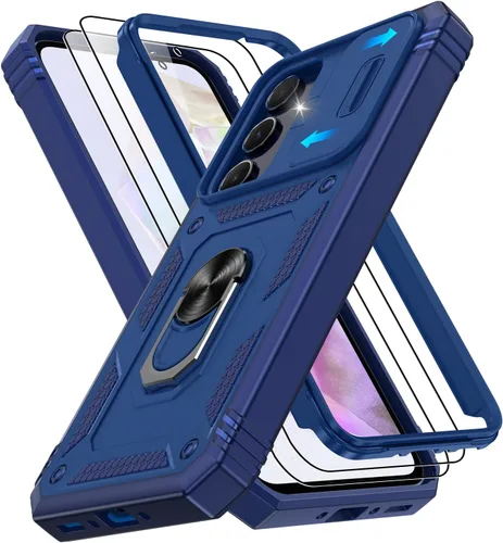Vista 198 de Gritup Funda para Google Pixel 6 con cubierta deslizante para cámara y protector de pantalla (2 unidades), soporte de anillo giratorio 360°, funda