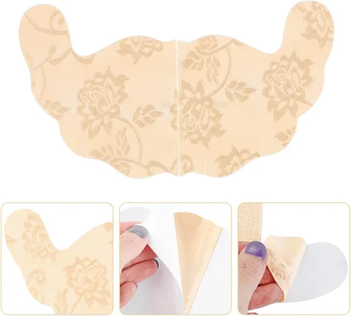 Vista 3 de Knhorfad 10 pares de fundas adhesivas en forma de U para pezones de encaje, autoadhesivas, desechables, sin tirantes, brasier invisible