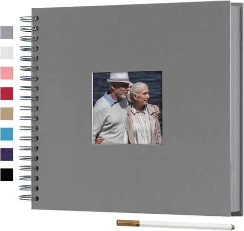 Vista 11 de Álbum de fotos pequeño DIY para manualidades de 8 x 8 pulgadas con foto de portada, 80 páginas, tapa dura, papel para manualidades, álbum de fotos