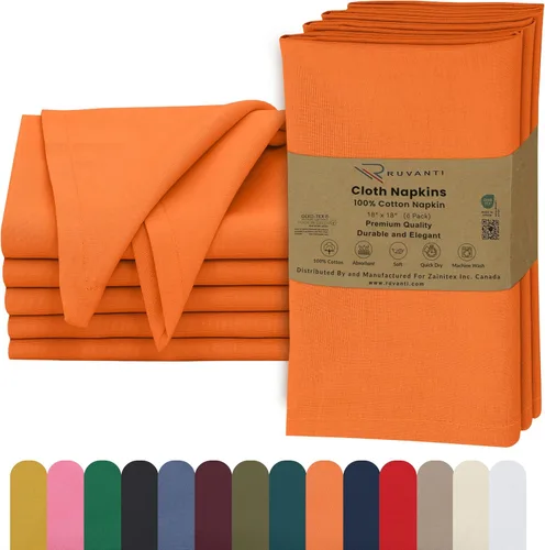 Vista 55 de Ruvanti - Servilletas de tela, paquete de 6, 45x45 centímetros, 100% algodón, lavables, suaves y absorbentes, perfectas para bodas, cenas de Belleza