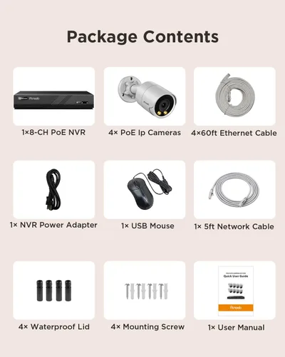 Vista 8 de Sistema de cámara de seguridad PoE, 4 cámaras IP con cable de 5 MP con cable para el hogar, micrófono integrado, detección de vehículos humanos