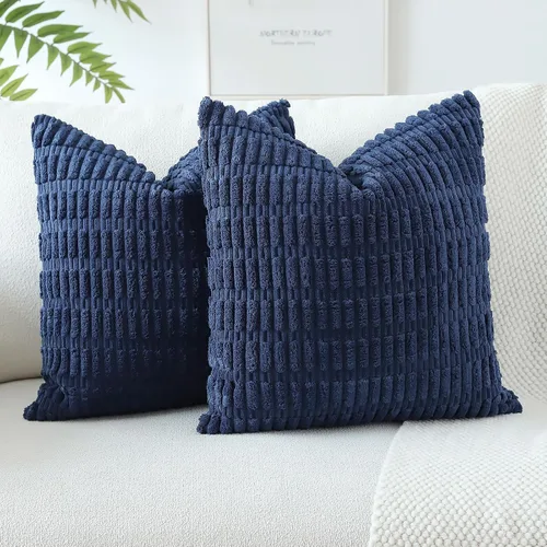 Vista 20 de OTOSTAR - Paquete de 2 fundas de almohada decorativas de pana suave de 18 x 18 pulgadas, funda de cojín a rayas estilo bohemio para sofá, cama, sala