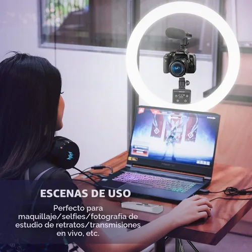 Vista 6 de Neewer Anillo de luz LED avanzado de 16 pulgadas compatible con control táctil manual con pantalla LCD, control remoto y múltiples luces