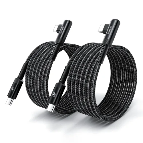 Vista 16 de Cable de carga USB C a USB C (3.3 pies, paquete de 2), cable de carga tipo C de 60 W, cable de carga rápida de ángulo recto USBC a USBC para iPhone