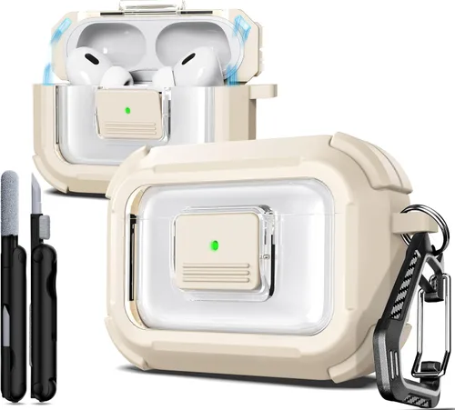 Vista 205 de R-fun Funda de carga compatible con AirPods de 2ª generación 2019, 1ª generación 2016, protección completa contra caídas, tapa desplegable