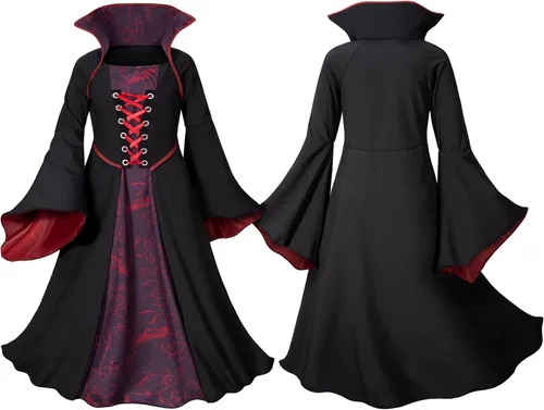 Vista 8 de Vampire Costume for Girls 3-12 Years