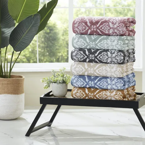 Vista 5 de Modern Threads Amaris - Juego de 6 toallas reversibles de jacquard teñido con hilo, toallas de baño, toallas de mano y paños de lavado