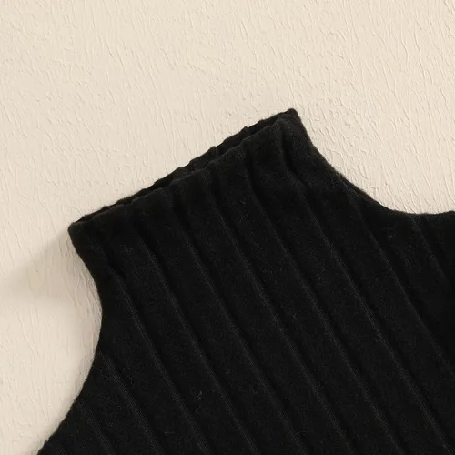 Vista 3 de Camiseta casual de manga larga con cuello alto para niñas, blusa básica de color sólido para niñas de 1 a 8 años Paquete de 3 - negro+rosa+gris