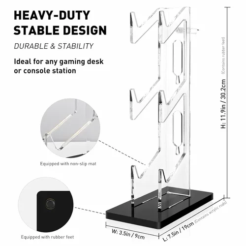 Vista 45 de OAPRIRE Headset and Controller Stand with Lights, 2 Tier Acrylic Game Controller Holder, Controller and Headset Stand for Desktop,Universal Design