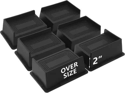 Vista 21 de Paquete de 4 elevadores de cama de 2 pulgadas, elevadores de muebles de gran tamaño resistentes, elevadores de cama extra anchos para mesa, sofá