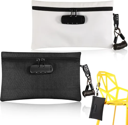 Vista 7 de Sanwuta Paquete de 2 bolsas de dinero con bloqueo de bloqueo, bolsa de playa para dinero, piscina, viajes, verano, natación, 6.7 x 11 pulgadas Negro