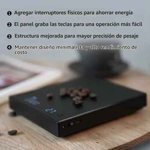Vista 6 de Báscula de Café TIMEMORE Basic 2.0, Báscula Electrónica de Espresso con Temporizador, 2000 Gramos y Tasa de Flujo de Agua con Función