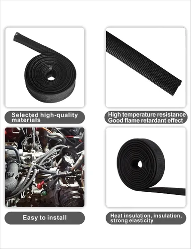 Vista 4 de Protector Térmico de Alambre Automotriz Funda Protectora Térmica Protector Térmico para Línea de Combustible Cubierta Protectora de Manguera Auto