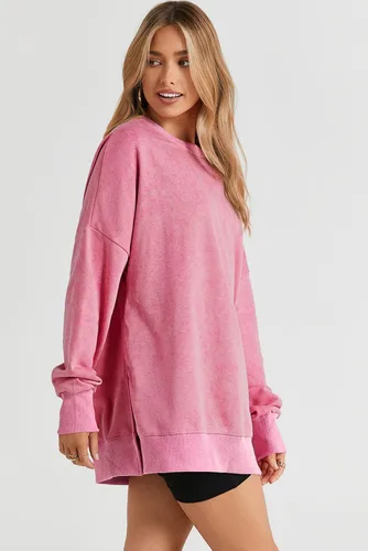 Vista 13 de SHEWIN Sudadera casual de manga larga con cuello redondo para mujer, ligera, holgada