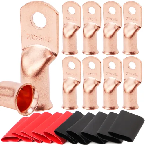 Vista 59 de TKDMR - Kit de 264 piezas de extremos de cable de batería, 132 piezas de terminales de anillo de lengüetas de cable de cobre resistentes AWG 8 6 4 2