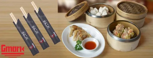 Vista 2 de Gmark GM1038A - Juego de 40 palillos desechables para sushi con mangas estilo japonés de 9 pulgadas