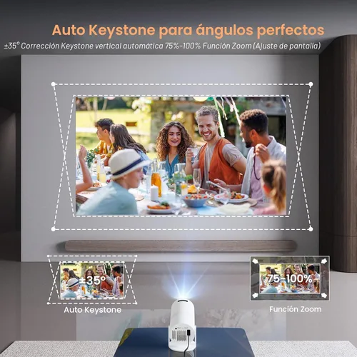 Vista 9 de Aplicaciones integradas y Android 12: Mini proyector WISHOLY con WiFi y Bluetooth, proyector inteligente portátil con corrección trapezoidal