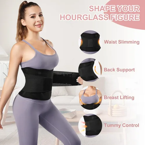 Vista 4 de Urheiluer Waist Trainer for Women Corset Zipper Waist Cincher Trimmer Workout Body Shaper Sweat Sports Girdle Belt