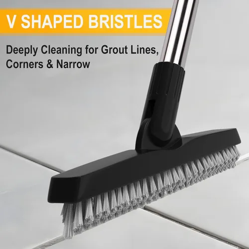 Vista 3 de 2 Pack Cepillo para lechada con mango largo, cepillo giratorio para limpieza de líneas de lechada - Cepillo limpiador de lechada con mango duradero