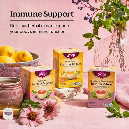 Vista 5 de Yogi Tea Sweet Lemon Everyday Immune – 16 bolsas por paquete (4 paquetes) – Té diario de apoyo inmunológico – Deliciosas bolsas de té de limón
