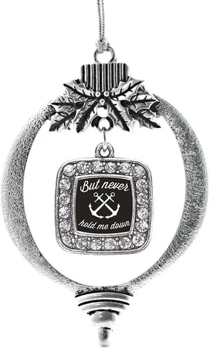 Vista 236 de Inspired Silver - Bon Voyage Cruise Ship Charm Ornamento – Adornos navideños cuadrados de plata con joyas de circonita cúbica