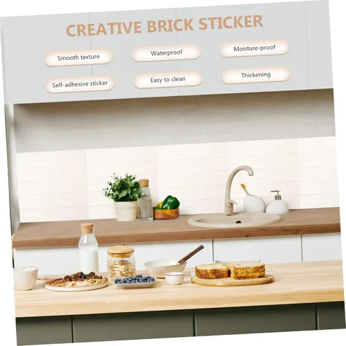 Vista 7 de Zerodeko Panel de pared 3D, 12 unidades, calcomanías de pared 3D, azulejos de pared para cocina, ladrillo de imitación de fondo, calcomanías