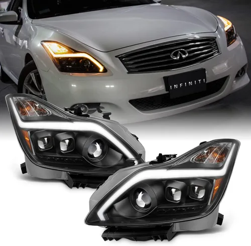 Vista 10 de AKKON - Para 2008-2015 G37 / Q60 Coupé [LED completo de haz bajo/alto] con faros delanteros de proyector de tubo de señal secuencial