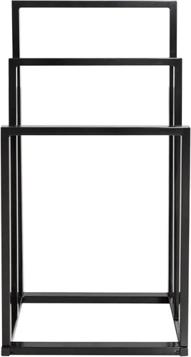Vista 4 de BOFENG Toallero de metal negro de 3 niveles cromado alto, industrial, moderno, independiente para accesorios de baño, organizador