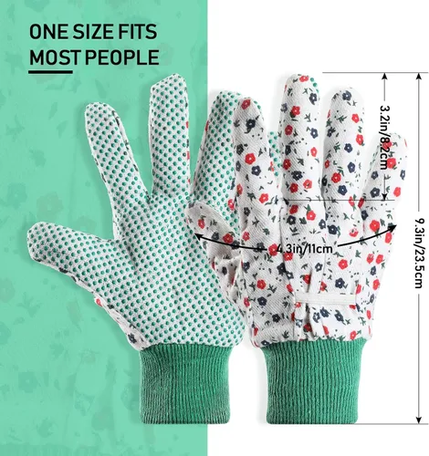 Vista 2 de Geiserailie 4 pares de guantes de jardín para mujer, guantes de jardinería florales, guantes de trabajo suaves y transpirables para limpieza