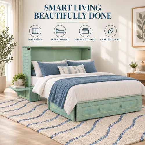 Vista 6 de Night & Day Muebles Poppy Skye con colchón Murphy Cabinet Bed, Queen