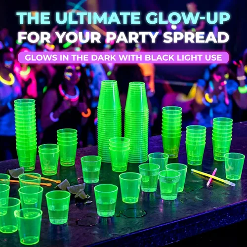Vista 8 de Party Essentials Vasos de plástico duro de 2 onzas, verde neón, 50
