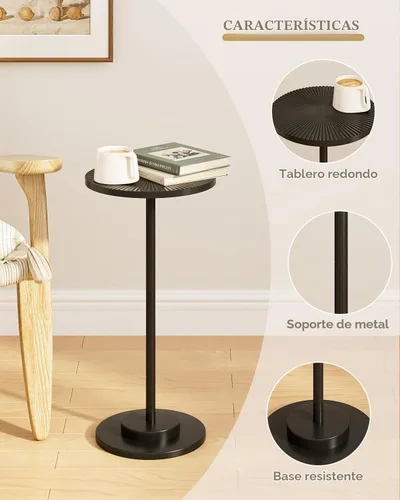 Vista 6 de Mesa auxiliar redonda, mesa pequeña para bebidas para espacios