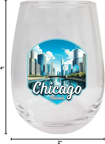 Vista 5 de Chicago Illinois A Souvenir - Copa de vino (15 oz)
