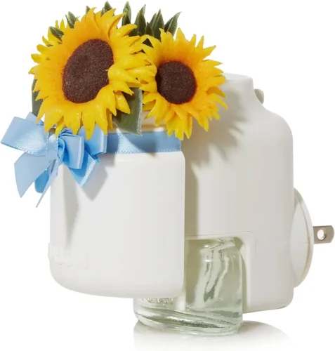 Vista 2 de Yankee Candle Difusor ScentPlug de girasoles, ramo de girasol iluminado, función de luz LED, diseño de tarro Mason