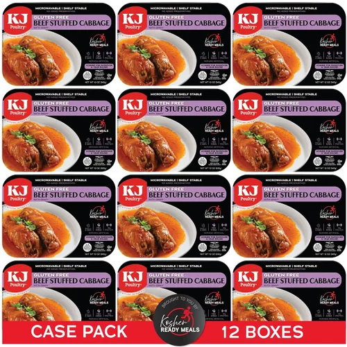 Vista 10 de KJ Poultry Kosher para comidas sin gluten, rollos de repollo relleno de carne de res en salsa (paquete de 1) entrada preparada completamente cocida